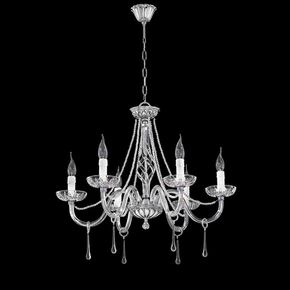 ΚΡΕΑΜΑΣΤΌ ΦΩΤΙΣΤΙΚΌ  ΧΡΏΜΙΟ CHROME METAL - TRANSPARENT CRYSTAL AND MURANO PENDANTS Ø 70 H 55 • 6 Χ E14 - ΚΡΕΜΑΣΤΆ ΦΩΤΙΣΤΙΚΆ