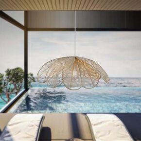 MODERN CEILING PENDANT LIGHTS > PENDANT LIGHT DIAMETER 49 CM HEIGHT 20 CM RATTAN E27, LED - MODERN LIGHTING