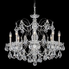 CENTURY 8 LIGHT 220V CHANDELIER IN BLACK PEARL WITH CLEAR HERITAGE HANDCUT CRYSTAL SCHONBEK 1707