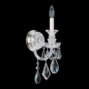 HAMILTON 1 LIGHT 220V WALL SCONCE IN POLISHED SILVER WITH CLEAR HERITAGE HANDCUT CRYSTAL SCHONBEK 5701
