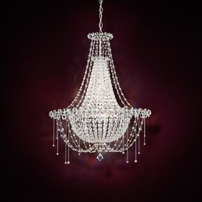 CHRYSALITA 6 LIGHT 220V CHANDELIER IN POLISHED STAINLESS STEEL WITH CLEAR RADIANCE CRYSTAL SCHONBEK CM8326