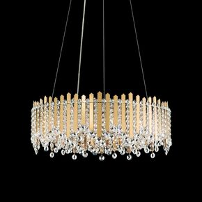 CHATTER 12 LIGHT 220V PENDANT IN GOLD MIRROR WITH CLEAR OPTIC CRYSTAL SCHONBEK MX8343