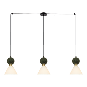 PENDANT 3XE14 MAX 15W GREEN MARBLE - BRASS