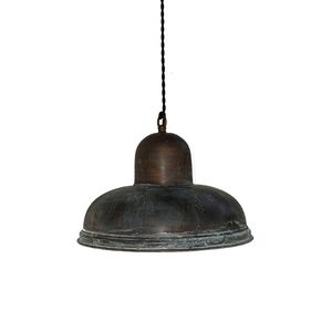 TRADITIONAL HANDMADE LAMPS DITS > PENDANT MONOLIGHT HAT SHAPED CAP WITH ARTIFICIAL AGING, HANDMADE FROM BRONZE. - ΚΡΕΜΑΣΤΆ ΦΩΤΙΣΤΙΚΆ