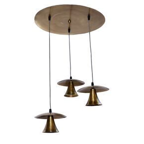 DITS TRADITIONAL HANDMADE LAMPS > PENDANT CEILING ROSETTE WITH 3 LIGHTS HANDMADE FROM BRONZE CONE WITH SHADE. - PENDANT LIGHTS
