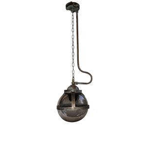 TRADITIONAL HANDMADE LAMPS DITS > HANGING TRADITIONAL LAMP HANDMADE FROM BRONZE BALL, WITH ARTIFICIAL AGING. - ΚΡΕΜΑΣΤΆ ΦΩΤΙΣΤΙΚΆ