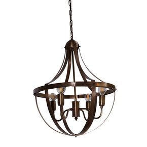 TRADITIONAL HANDMADE LAMPS DITS > HANGING TRADITIONAL LAMP MADE OF BRONZE BASKET INTERNAL LAMPS 4X E14 IN ANTIQUE BROWN SHADE. . - ΚΡΕΜΑΣΤΆ ΦΩΤΙΣΤΙΚΆ