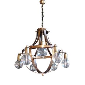 TRADITIONAL HANDMADE LAMPS DITS > HANGING TRADITIONAL LAMP MADE OF BRONZE BASKET IN ANTIQUE BROWN SHADE. . - ΚΡΕΜΑΣΤΆ ΦΩΤΙΣΤΙΚΆ