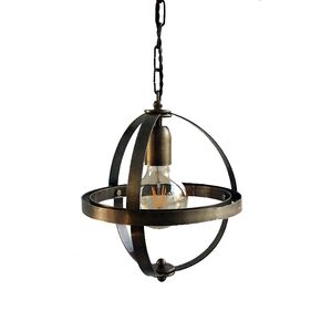 TRADITIONAL HAND-MADE LAMPS DITS > HANGING MONOLIGHT MADE OF LAMA BRONZE GLOBE. - ΚΡΕΜΑΣΤΆ ΦΩΤΙΣΤΙΚΆ