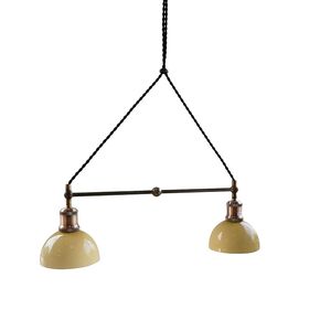 TRADITIONAL HANDMADE LAMPS DITS > PENDANT RAIL 2-LIGHT PENDANT MADE OF BRONZE AND MURANO GLASS. - ΚΡΕΜΑΣΤΆ ΦΩΤΙΣΤΙΚΆ