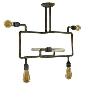 TRADITIONAL HANDMADE LAMPS DITS > HANGING CEILING LAMP HANDMADE FROM COPPER, SPECIAL DESIGN WITH ARTIFICIAL AGING. - ΚΡΕΜΑΣΤΆ ΦΩΤΙΣΤΙΚΆ