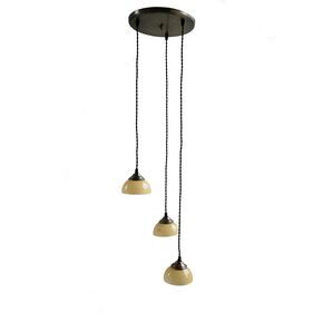 TRADITIONAL HANDMADE LAMPS DITS > PENDANT CEILING ROSETTE HANDMADE 3 LIGHTS MADE OF BRONZE AND MURANO GLASS. - ΚΡΕΜΑΣΤΆ ΦΩΤΙΣΤΙΚΆ