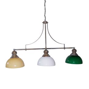 TRADITIONAL HANDMADE LAMPS DITS > HANGING BAR LAMP HANDMADE 3 LIGHTS WITH MURANO GLASS AND BRONZE. - ΚΡΕΜΑΣΤΆ ΦΩΤΙΣΤΙΚΆ