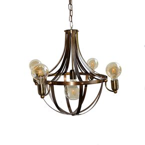 TRADITIONAL HANDMADE LAMPS DITS > PENDANT CEILING LAMP BASKET MADE OF LAMA BRONZE IN A SHADE OF BRONZE. - ΚΡΕΜΑΣΤΆ ΦΩΤΙΣΤΙΚΆ