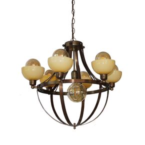 TRADITIONAL HANDMADE LAMPS DITS > PENDANT CEILING LAMP BASKET MADE OF LAMA BRONZE IN MURANO BRONZE SHADE. - ΚΡΕΜΑΣΤΆ ΦΩΤΙΣΤΙΚΆ