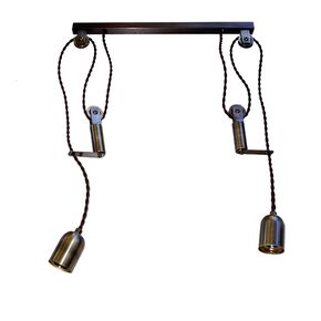 TRADITIONAL HANDMADE LAMPS DITS > PENDANT RAIL WITH BRONZE COUNTERWEIGHTS 2 LIGHTS. - ΚΡΕΜΑΣΤΆ ΦΩΤΙΣΤΙΚΆ