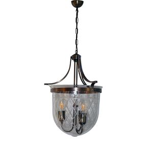 TRADITIONAL HANDMADE LAMPS DITS > HANGING MULTI-LIGHT BASKET MADE OF GLASS AND BINDING WITH A BRONZE BLADE. - ΚΡΕΜΑΣΤΆ ΦΩΤΙΣΤΙΚΆ