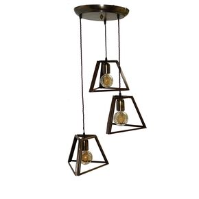 TRADITIONAL HANDMADE LAMPS DITS > HANGING MULTI-LIGHT UNEVEN PENDANT IN TRIANGULAR FORM. - ΚΡΕΜΑΣΤΆ ΦΩΤΙΣΤΙΚΆ