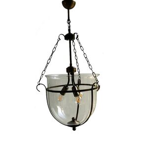 TRADITIONAL HAND-MADE LAMPS DITS > PENDANT POLYPHOTO BASKET MADE OF GLASS BINDING WITH A BRONZE BLADE. - ΚΡΕΜΑΣΤΆ ΦΩΤΙΣΤΙΚΆ