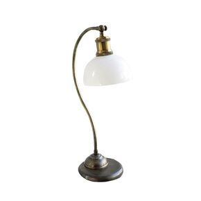 TRADITIONAL HANDMADE LAMPS DITS > TABLE HANDMADE BRONZE LAMP WITH MURANO GLASS WHITE. - OFFICE LIGHTING