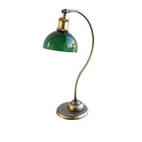 TRADITIONAL HANDMADE LAMPS DITS > TABLE HANDMADE BRONZE LAMP WITH MURANO GLASS GREEN. - OFFICE LIGHTING