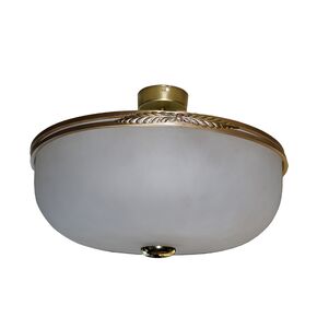 TRADITIONAL HANDMADE LAMPS DITS > CEILING LAMP SEMI-SUSPENDED BRONZE CEILING LAMP, WITH WHITE HANDMADE GLASS, DIAMETER 40 CM. - ΦΩΤΙΣΤΙΚΆ ΟΡΟΦΉΣ