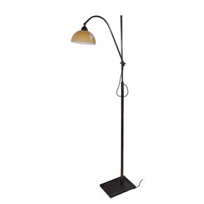 TRADITIONAL HANDMADE LAMPS DITS > FLOOR ADJUSTABLE ARM IN HEIGHT AND ROTATION MADE OF BRONZE AND MURANO GLASS HONEY. - ΦΩΤΙΣΤΙΚΆ ΔΑΠΈΔΟΥ