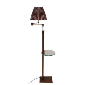 DITS TRADITIONAL HANDCRAFTED LAMPS > FLOOR SPLIT ARM BRONZE BRONZE GLASS SHELF AND HEIGHT ADJUSTMENT . - FLOOR LAMPS