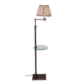 DITS TRADITIONAL HANDCRAFTED LIGHTING > FLOOR SPLIT ARM BRONZE BRONZE GLASS SHELF AND SHADE HEIGHT ADJUSTMENT - FLOOR LAMPS