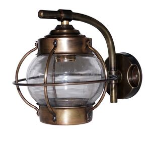 TRADITIONAL HANDMADE LAMPS DITS > HANDCRAFTED LANTERN WALL LAMP FROM BRONZE RAILING WITH WIRE. - ΦΩΤΙΣΤΙΚΆ ΤΟΊΧΟΥ