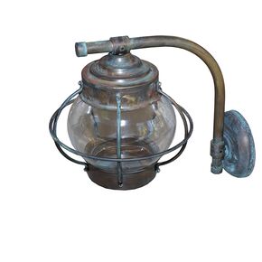 DITS TRADITIONAL HAND-MADE LAMPS > HAND-MADE LANTERN WALL LAMP FROM BRONZE WIRE RAILING WITH ARTIFICIAL AGING. - ΦΩΤΙΣΤΙΚΆ ΤΟΊΧΟΥ