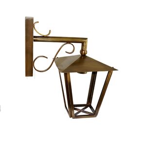 DITS TRADITIONAL HANDCRAFTED LIGHTING > OUTDOOR BRONZE LANTERN SQUARE TOP BRACKET CORNER WITH CARAVOLO . - WATERPROOF LUMINAIRES HANDMADE BY DITS