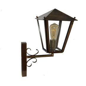 DITS TRADITIONAL HANDCRAFTED LIGHTING > OUTDOOR BRONZE LANTERN SQUARE BOTTOM BRACKET CORNER WITH CARAVOLO . - WATERPROOF LUMINAIRES HANDMADE BY DITS