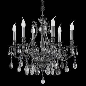 ΚΛΑΣΙΚΆ ΦΩΤΙΣΤΙΚΆ < ΙΤΑΛΙΚΆ POSSONI >   OLD SILVER CHANDELIER WITH PEAR SHAPE ROCK CRYSTAL FINISH  013    6XMAX42W E14 - ΚΡΕΜΑΣΤΆ ΦΩΤΙΣΤΙΚΆ