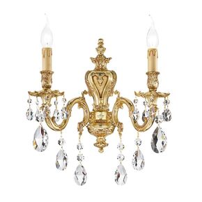 ΚΛΑΣΙΚΆ ΦΩΤΙΣΤΙΚΆ < ΙΤΑΛΙΚΆ POSSONI >   FRENCH GOLD WALL LIGHT WITH PEAR SHAPE SCHOELER CRYSTAL FINISH  002    2XMAX42W E14 - ΚΡΕΜΑΣΤΆ ΦΩΤΙΣΤΙΚΆ