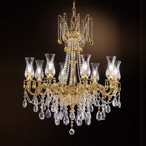 ΚΛΑΣΙΚΆ ΦΩΤΙΣΤΙΚΆ < ΙΤΑΛΙΚΆ POSSONI >   FRENCH GOLD CHANDELIER WITH PEAR SHAPE SCHOLER CRYSTAL AND FINISH  002     - ΚΡΕΜΑΣΤΆ ΦΩΤΙΣΤΙΚΆ