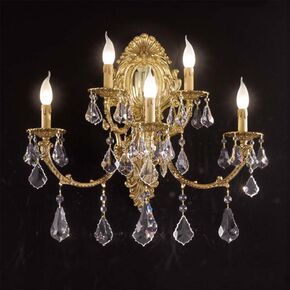 ΚΛΑΣΙΚΆ ΦΩΤΙΣΤΙΚΆ < ΙΤΑΛΙΚΆ POSSONI >   FRENCH GOLD WALL LIGHT WITH PENDELOQUES SCHOELER CRYSTAL FINISH  002    5XMAX42W E14 - ΚΡΕΜΑΣΤΆ ΦΩΤΙΣΤΙΚΆ