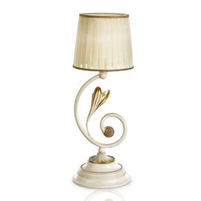ΚΛΑΣΙΚΆ ΦΩΤΙΣΤΙΚΆ < ΙΤΑΛΙΚΆ POSSONI >   ANTIQUE WHITE AND GOLD TABLE LAMP WITH ORGANZA SHADE FINISH  091    1XMAX42W E14 - ΚΡΕΜΑΣΤΆ ΦΩΤΙΣΤΙΚΆ