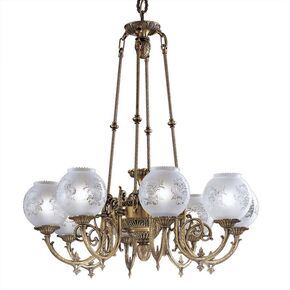ΚΛΑΣΙΚΆ ΦΩΤΙΣΤΙΚΆ < ΙΤΑΛΙΚΆ POSSONI >   ANTIQUE BRASS FINISH CHANDELIER WITH GLASS FINISH  008    8XMAX42W E14 - ΚΡΕΜΑΣΤΆ ΦΩΤΙΣΤΙΚΆ