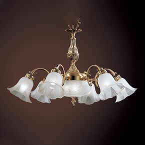 ΚΛΑΣΙΚΆ ΦΩΤΙΣΤΙΚΆ < ΙΤΑΛΙΚΆ POSSONI >   ANTIQUE BRASS FINISH CHANDELIER WITH GLASS FINISH  008    5XMAX28W E14 - ΚΡΕΜΑΣΤΆ ΦΩΤΙΣΤΙΚΆ