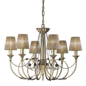 ΚΛΑΣΙΚΆ ΦΩΤΙΣΤΙΚΆ < ΙΤΑΛΙΚΆ POSSONI >   ANTIQUE BRASS CHANDELIER WITH ORGANZA SHADES FINISH  008    6XMAX42W E14 - ΚΡΕΜΑΣΤΆ ΦΩΤΙΣΤΙΚΆ