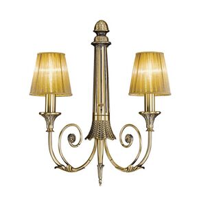 CLASSIC LIGHTING < ITALIAN POSSONI > WALL SCONCES >ANTIQUE BRASS WALL LIGHT WITH ORGANZA SHADES - WALL LIGHTS