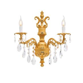 ΚΛΑΣΙΚΆ ΦΩΤΙΣΤΙΚΆ < ΙΤΑΛΙΚΆ POSSONI >   SANDED GOLD PLATED WALL LIGHT WITH SCHOLER CRYSTAL FINISH  094    2XMAX 42W E14 - ΤΟΊΧΟΥ ΦΩΤΙΣΤΙΚΆ 