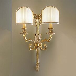 CLASSIC LIGHTING < ITALIAN POSSONI > WALL SCONCES >FRENCH GOLD FINISH WALL LIGHT WITH SHADES - WALL LIGHTS