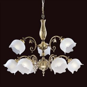 ΚΛΑΣΙΚΆ ΦΩΤΙΣΤΙΚΆ < ΙΤΑΛΙΚΆ POSSONI >   ANTIQUE BRASS FINISH CHANDELIER WITH GLASS FINISH  008    9XMAX28W E14 - ΚΡΕΜΑΣΤΆ ΦΩΤΙΣΤΙΚΆ