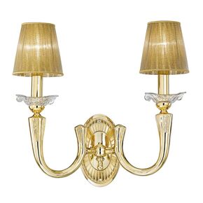 ΚΛΑΣΙΚΆ ΦΩΤΙΣΤΙΚΆ < ΙΤΑΛΙΚΆ POSSONI >   GOLD PLATED WALL LIGHT WITH CRYSTAL AND ORGANZA SHADES FINISH  006    2XMAX42W E14 - ΚΡΕΜΑΣΤΆ ΦΩΤΙΣΤΙΚΆ
