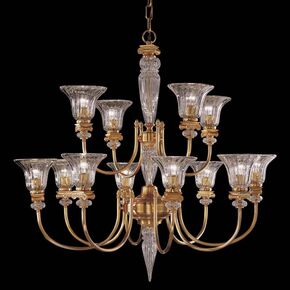 CLASSIC LIGHTING < ITALIAN POSSONI > CEILING PENDANTS > SATIN GOLD PLATED FINISH CHANDELIER WITH CRYSTAL - PENDANT LIGHTS