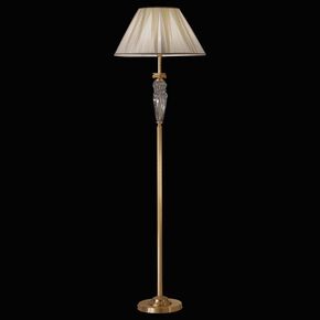 CLASSIC LAMPS < ITALIAN POSSONI > FLOOR LAMPS > SATIN GOLD PLATED FINISH FLOOR LAMP WITH CRYSTAL, SILK SHADE - ΦΩΤΙΣΤΙΚΆ ΔΑΠΈΔΟΥ