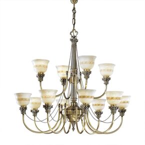 ΚΛΑΣΙΚΆ ΦΩΤΙΣΤΙΚΆ < ΙΤΑΛΙΚΆ POSSONI >   ANTIQUE BRASS FINISH CHANDELIER WITH ALABASTER FINISH  008    12XMAX28W E14 - ΚΡΕΜΑΣΤΆ ΦΩΤΙΣΤΙΚΆ