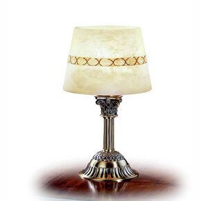 CLASSIC LAMPS < ITALIAN POSSONI > TABLE LAMPS >ANTIQUE BRASS FINISH TABLE LAMP WITH ALABASTER - ΕΠΙΤΡΑΠΈΖΙΑ ΦΩΤΙΣΤΙΚΆ